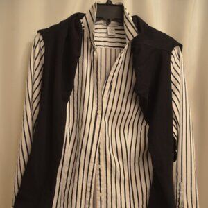 H&M  Black and White striped Shirt fitted  Size 14